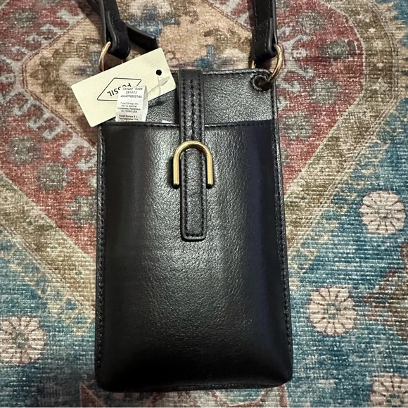 NWT Fossil• Vada Phone Bag in black leather - Picture 3 of 6